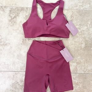 NWT Crop Shop Boutique CSB Serenity Crossover Leggings & Clara Crop Set Passion
